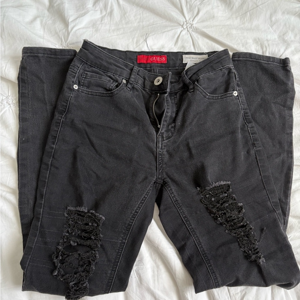 Guess Black Ripped Jeans